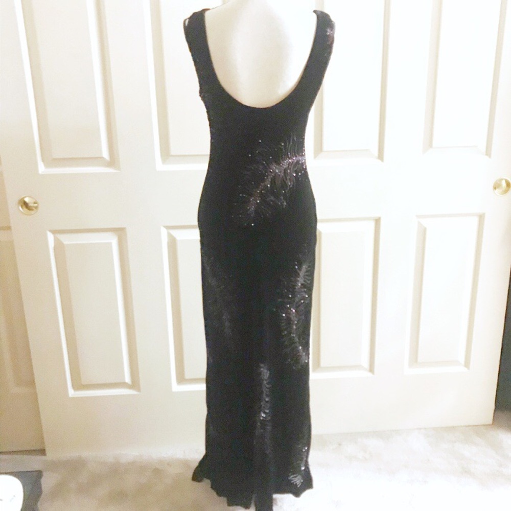 Black Sequin Evening Gown - Elegant Long Dress - Picture 3 of 7